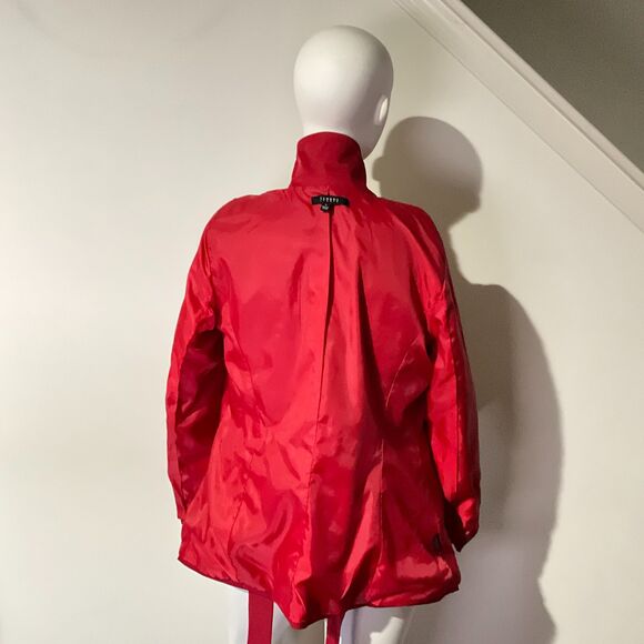 Sandro Studio Jacket Red Button Front Blazer Short Trench L - Picture 7 of 9